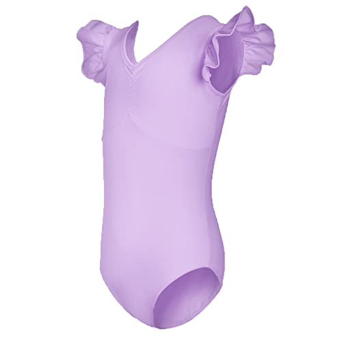 SWDZM Justaucorps de gymnastique et de danse à manches froncées pour filles,XX-Y07WD-lilas,160 Cover