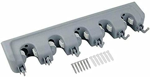Mop Broom Holder Wall Mounted Mop Storage Rack with 5 Position 6 Hooks for Brush Mops Heavy Duty Broom Gripper Tidy Clamp Organizer for Home Bathroom, Garden & Garage Tools Broom Hanger