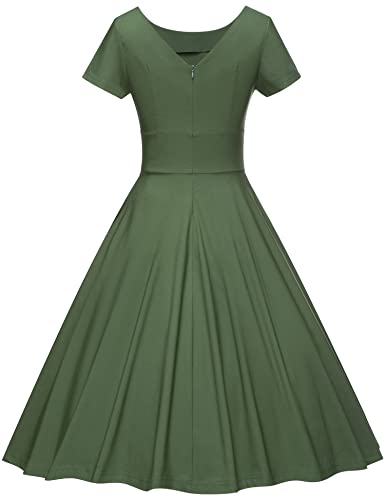 Image of GownTown Women's 1950s Vintage Dresses Short Sleeves Cocktail Stretchy Party Dresses with Pocket