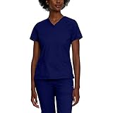 Landau Proflex Tailored Fit Comfort Stretch 3-Pocket Scrub Top for Women 4160 True Navy XSM