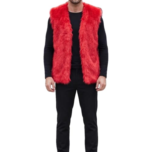 Image of Colf Men's Winter Sleeveless Faux Fur Vest Short Coat | Mens Faux Fur Jacket, Short Coat , Sleeveless Waistcoat, Winter Overcoat, Fluffy