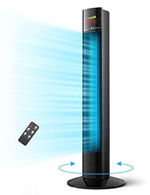 TaoTronics Tower Fan, 36” Oscillating Tower Fan with Remote, 9 Modes, Large LED Display, 12-Hour Timer, Space-Saving, Portable Floor Bladeless Fan for Bedroom Living Rooms Office, Black (TT-TF002)