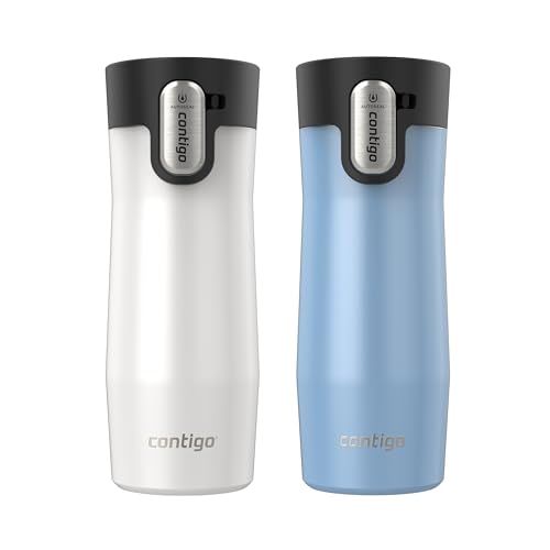 Image of Contigo AUTOSEAL West Loop Vacuum-Insulated Stainless Steel Travel Mug with Easy-Clean Lid 16 oz 2-Pack Salted Frosted Pearl Glacier Frosted Pearl