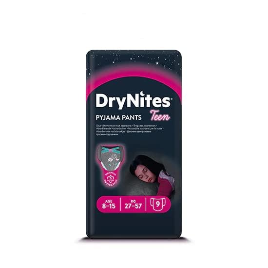 Huggies DryNites Lot de 9 culottes pour fille (très absorbantes 8-15 ans)