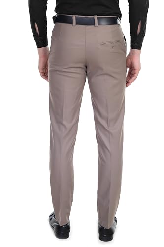 Image of Men's Stretchable Solid Plain Formal Trousers - Regular Fit Stylish Pants for Office & Party, Fashionable Dress Trousers for Men