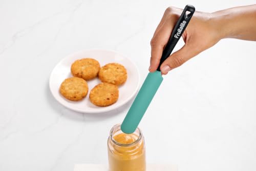 Image of Fruitalite Silicone Spatula Set of 5 Pcs for Baking, Mixing & Cooking | Heat Resistant for Non-Stick Kitchen Cookware | Food Grade BPA-Free Silicone Spatulas with Strong Handle- Aqua Green + Black