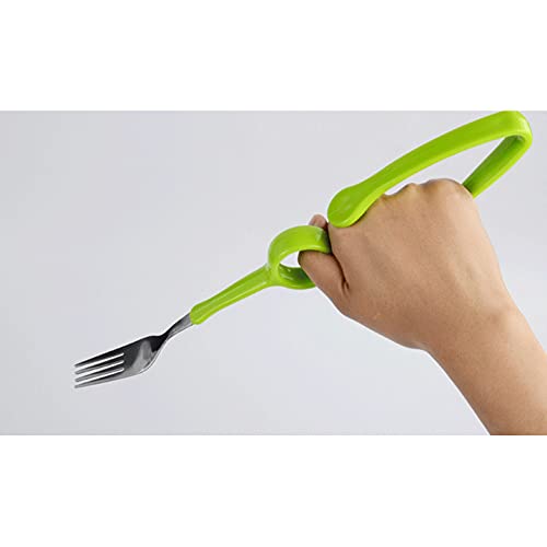Juego de utensilios adaptativos para comer, cuchara y tenedor con mango curvado antisacudidas, fácil agarre, para ancianos, parkinson, artritis, vajilla de ayuda para el comedor (2 piezas)