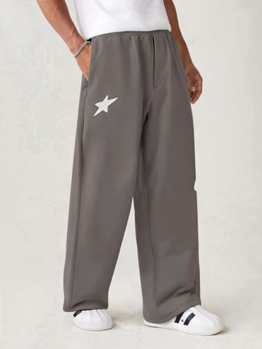 ZAFUL Mens Baggy Jogger Pants Casual Drawstring Wide Leg Stars Straight Workout Sweatpant with Pockets3
