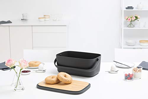 Brabantia Spacious Bread Bin with Wooden Serving Board and Handle - Charcoal Grey - Image 6
