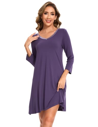 Image of GYS Womens Bamboo Viscose Nightgown Super Soft Lightweight Night Shirts for Sleeping