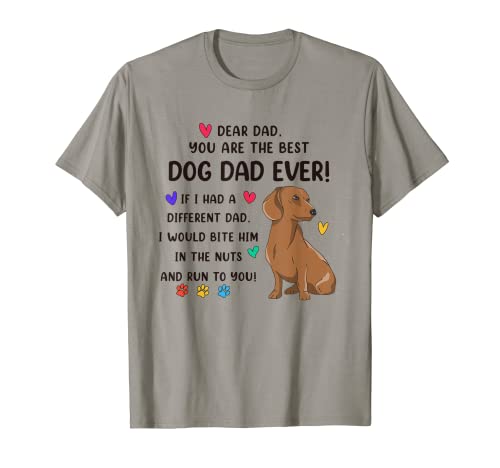 Hombre Best Dog Dad Ever Cute Red Dachshund Día del Padre Camiseta