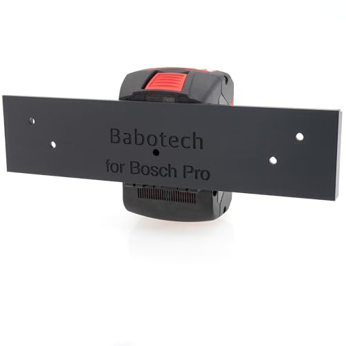 Wandhalterung für Bosch Professional 18V Akkus & PowerCore - robuste platzsparende Halterung, Aufbewahrung für 3 Akkus, 5 Schrauben, Einfache Montage mit Einrastfunktion [Made in Germay]
