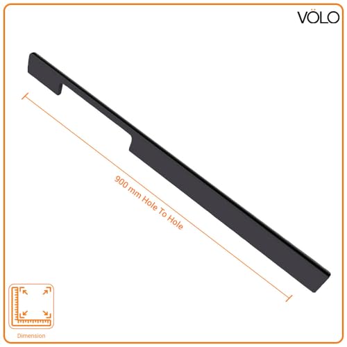 Image of VOLO Wardrobe Cabinet Handle - Multi-Use Pull Handle for Wardrobe, Drawer, Sliding Closet, and Door in Kitchen, Office, and Bedroom Pack of 1 (Black, 900MM (36 Inch))
