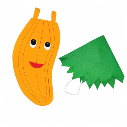 Image of Raj Costume Kids Mango Fruit Costume Apron with Cap for Boys & Girls | Cute Yellow Cutout Fancy Dress | Soft Felt Fabric | Role Play Outfit