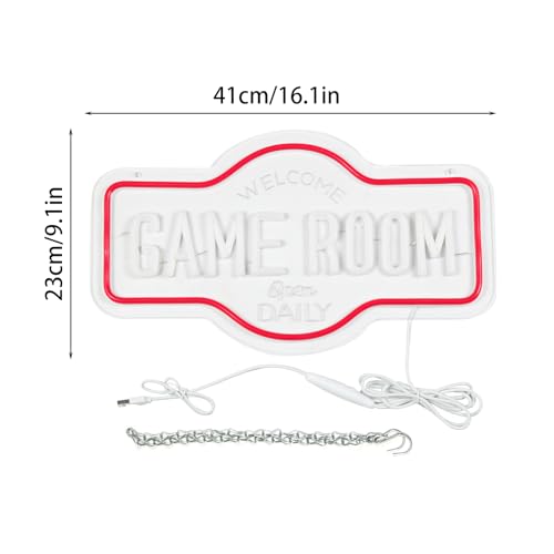 Image of Game Room Neon Sign, Welcome Game Room Open Daily Neon Lights Wall Decor for Internet Cafe, Gaming Room, Man cave, Bedroom Gift Art for Boys Girls-16.93 x 9.92 IN-USB Powered-Acrylic