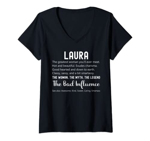 Mujer Laura Gift - Regalo divertido de cumpleaños con nombre personalizado Laura Camiseta Cuello V