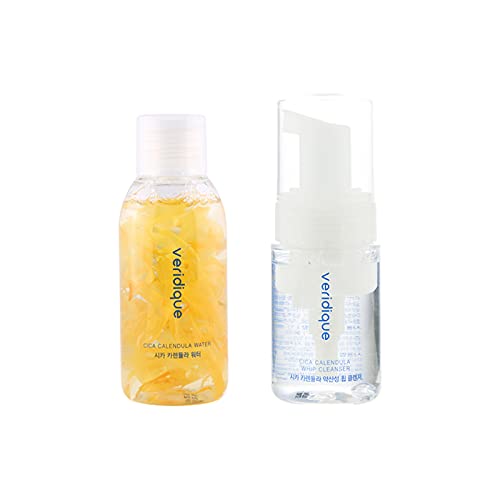 [Veridique Travel Skincare Set & Kit] Cica Calendula Toner Water(60ml) & Veridique Cica Calendula Whip Cleanser(30ml) small gift set