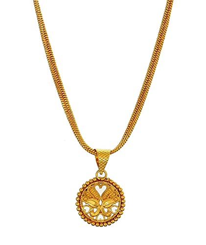 Image of Handicraft Kottage 1 gm Micro Gold plated Stylesh Modern Brass Chain Pendant locket Necklace for Men,women and kids Ganesh ganapti ganpati bappa (Style2)