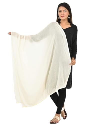 Cotton Dupatta Solid Color Off White Soft Solid Shawl/Wrap/Stole Bollywood