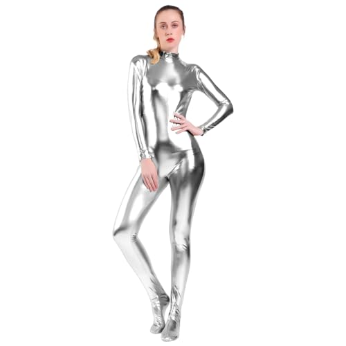 Combinaison intégrale en latex stretch grande imprimée or avec fermeture éclair dos