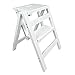 Drewniany stołek ze stopniem 2-stopniowym – solidny składany stołek drabinkowy do kuchni – pojemność 150 kg