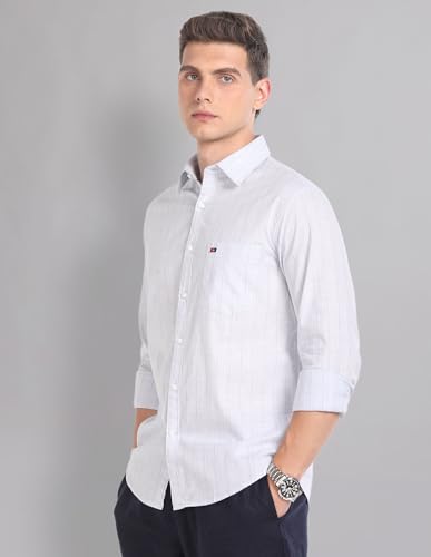 Image of AD by Arvind Vertical Stripe Pure Cotton Summer Shirt