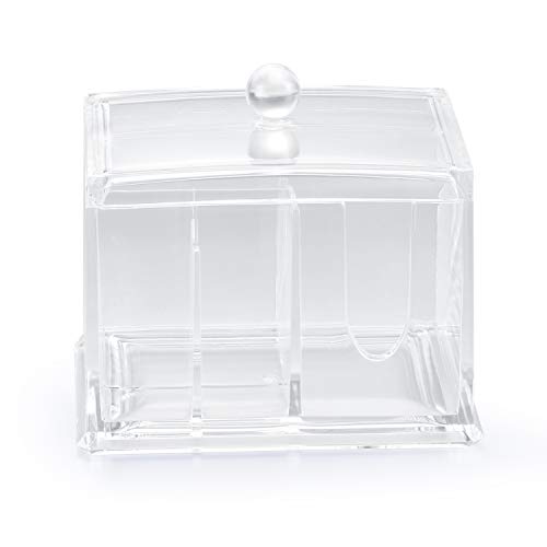 Preisvergleich Produktbild Kosmetik-Aufbewahrungsbox,Acryl-Watte... und Wattepad-Aufbewahrungsbehälter,Desktop- und Badezimmer-Aufbewahrung mit 4 Fächern und Deckel