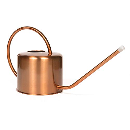 Layboo Metal Watering Can Long Spout Watering Can Stainless Steel for Indoor Outdoor Plants 1.3L Watering Pot Bronze