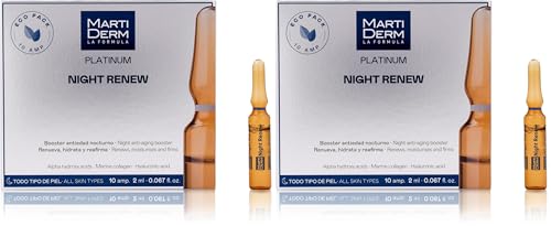 Martiderm, Platinum Night Renew, 10 Ampollas, Empaque puede variar (Paquete de 2)