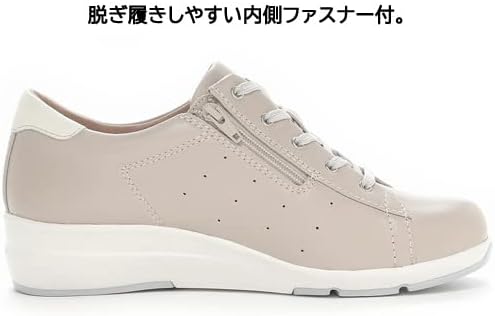 [スポルス] スニーカー 撥水 本革 幅広 外反母趾 ファスナー付 22~24.5cm レディース SP0212