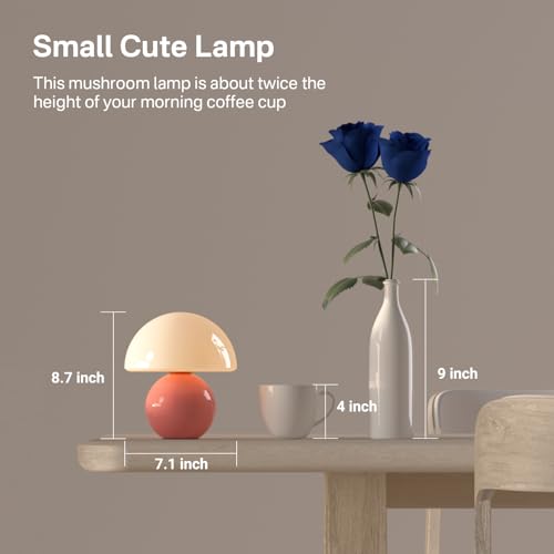 Garden Hose Hose Pipe Dawnwake Ceramic Mushroom Table Lamp Small,Bedside Nightstand Glass Lamp for Bedroom,Living Room,Kids Room,Orange Unique Aesthetic Cute Small Night Light for Girls,Women's Decor