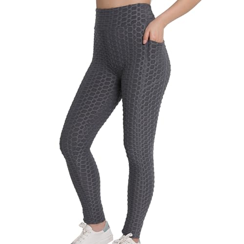 Pantalon de yoga avec poches pour le fitness et taille haute sculptante unie