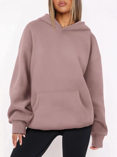 ATHMILE Womens Oversized Hoodies Fleece Sweatshirts with Pocket Dark Pink - image 6