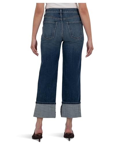 KUT from the Kloth Women's Sienna High-Rise Straight Leg-roll Up Patch Pocket in Serene3