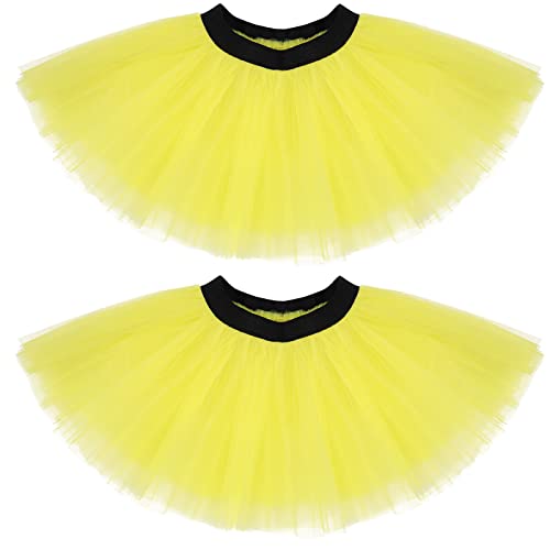 Boyiee Lot de 2 jupes tutu en tulle coloré avec 3 couches pour femme et fille, jaune, taille unique Cover