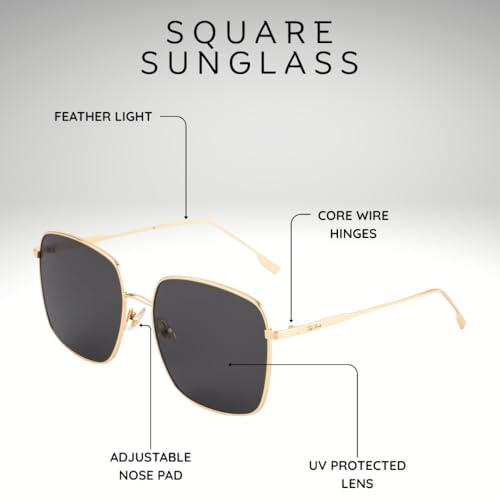 Image of Ted Smith Men's Women's UV Protection Metal Square Sunglasses