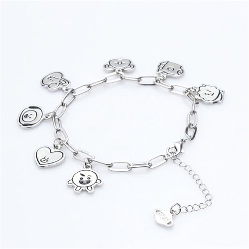 Mshion Charm Bracelet for Women Stainless Steel Bracelet Pendant Link Jewelry, Metal, No Gemstone