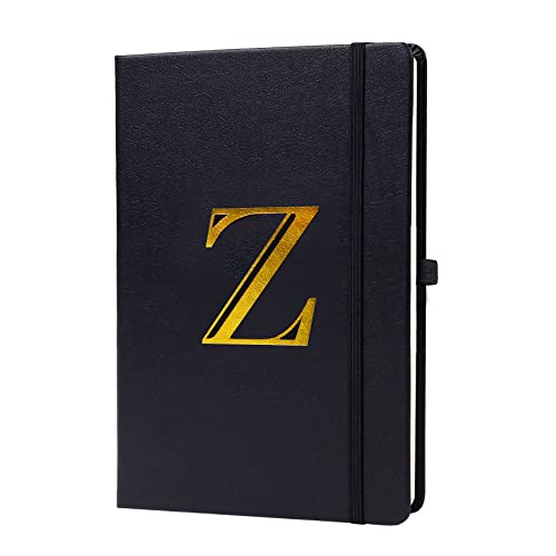 Carnet de notes en cuir noir format A5, journal de travail élégant 200 pages avec index A-Z