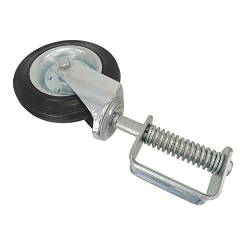 Tech Team #00884 8-Inch Spring-Loaded Gate Caster, 275 Pound Capacity, Solid Rubber Tire, 360 Degree Rotation, Heavy-Duty Commercial Agricultural Grade, Universal Mount Cover