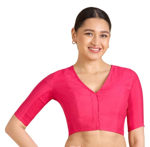 Image of Studio Shringaar Women's Cotton Stretchable (Smocked) Readymade Saree Blouse with Underarm Sweat Pads (Pack of 14 Pads)