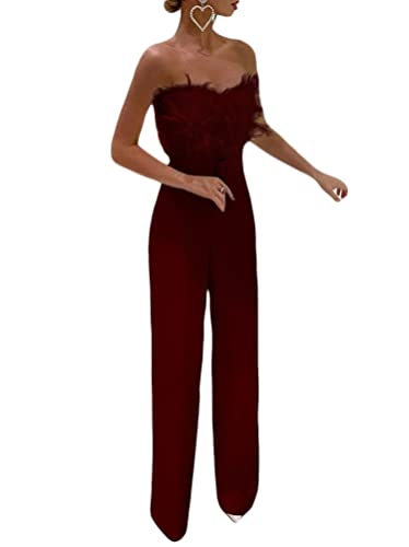 Minetom Damen Jumpsuit Elegant Cocktail Party Festlich Overalls Hosenanzug...