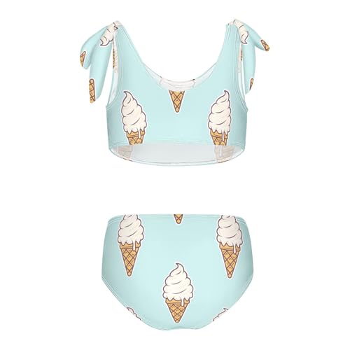Girls Creamy Ice Cream Cone Pattern Swimsuit Two Pieces Bikini Set Bathing Suits Swimwear Crop Top Swimsuit Set2