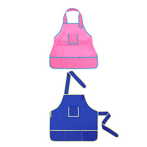 HEMOTON Children Kids Waterproof Art Craft Apron Smock for DIY Painting Drawing Cooking Baking Crafting Supplies 2pcs