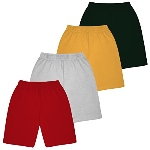 Image of KYDA Kids Boys 100% Cotton Printed Shorts Soft Breathable Elastic Waist Multicolor Casual Summer Wear, Playwear Shorts for Boys (Pack of 4)