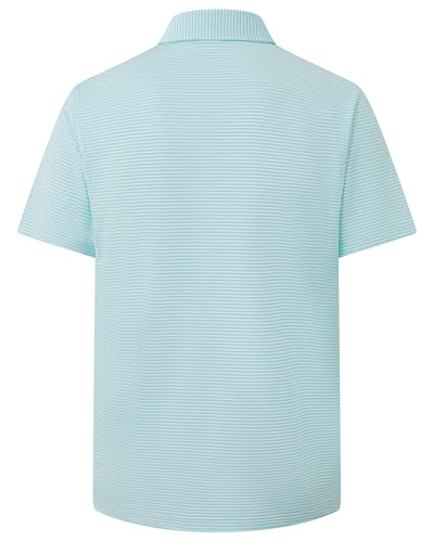 Image of Golf Shirts for Men - Dry Fit Moisture Wicking Short Sleeve Performance Sport Casual Striped Collared Mens Polo Shirt