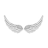 Hypoallergenic Women's Silver Ear Cuffs Angel Wings Stud Earrings Diamond Crystal Earrings Studs for Girls, with Screw Backs
