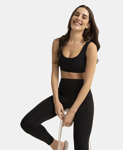 Image of Jockey 1840 Women Wirefree Padded Microfiber Elastane Full Coverage Bonded Tech Lounge Bra