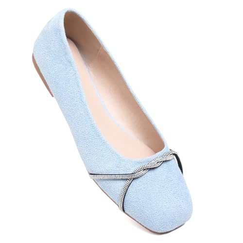 Image of TN TANGNEST Womens Casual Flats Chain Ballet Flats | Fashion Pointed Toe Rhinestone Flats, Comfort Slip On Dress Shoes for Business Work Office Wedding Party