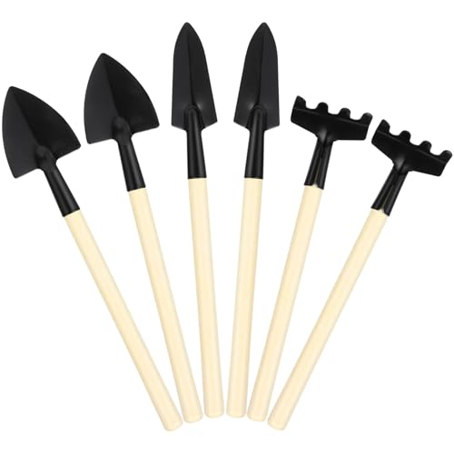 DOITOOL 10 Set Set 2 Mini Attrezzi da Giardino per Piante Manico in Legno, Pala a Mano, Rastrello e Vanga per Trapianto, Kit Utensili Manuali per Giardinaggio e Cura del Terreno