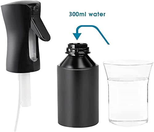 Image of PSMS Refillable Empty Mist Water Hair Spray Bottle for Taming Hair in Morning, Hairstyling, Plants, Pets, (300ml), Black